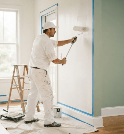 Mid-wall roll on interior wall with tape
