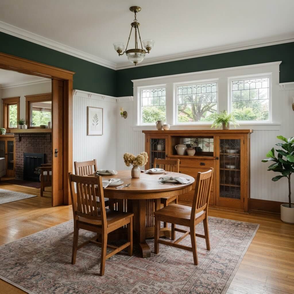 Trim and millwork in a dining room